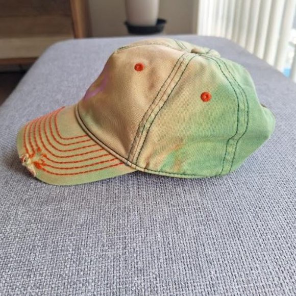True Religion Vintage Logo Print Distressed Baseball Cap - OS